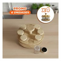 Pack4 Soporte con 8 Frascos y Rotacion Suave para Seleccionar Especias YPapel Regalo