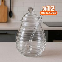 Pack12 Envase 450ml con Palo de Miel en Vidrio para Mesa Familiar YPapel Regalo