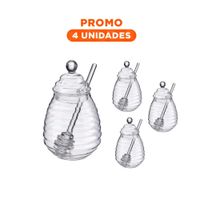 Pack4 Recipiente Transparente con Palo de Miel para Cocina 450ml en Vidrio