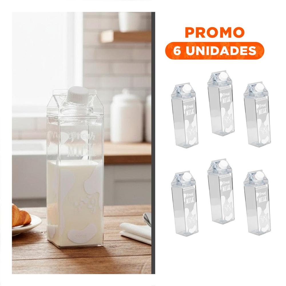 Pack6 Envase de Vidrio Blanco Transparente 1L de Apariencia Fina para Bebidas YRegalo Sticker