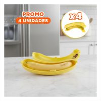 Pack4 Estuche Porta Platano Amarillo con Cierre Seguro para Mejor Proteccion YRegalo Sticker
