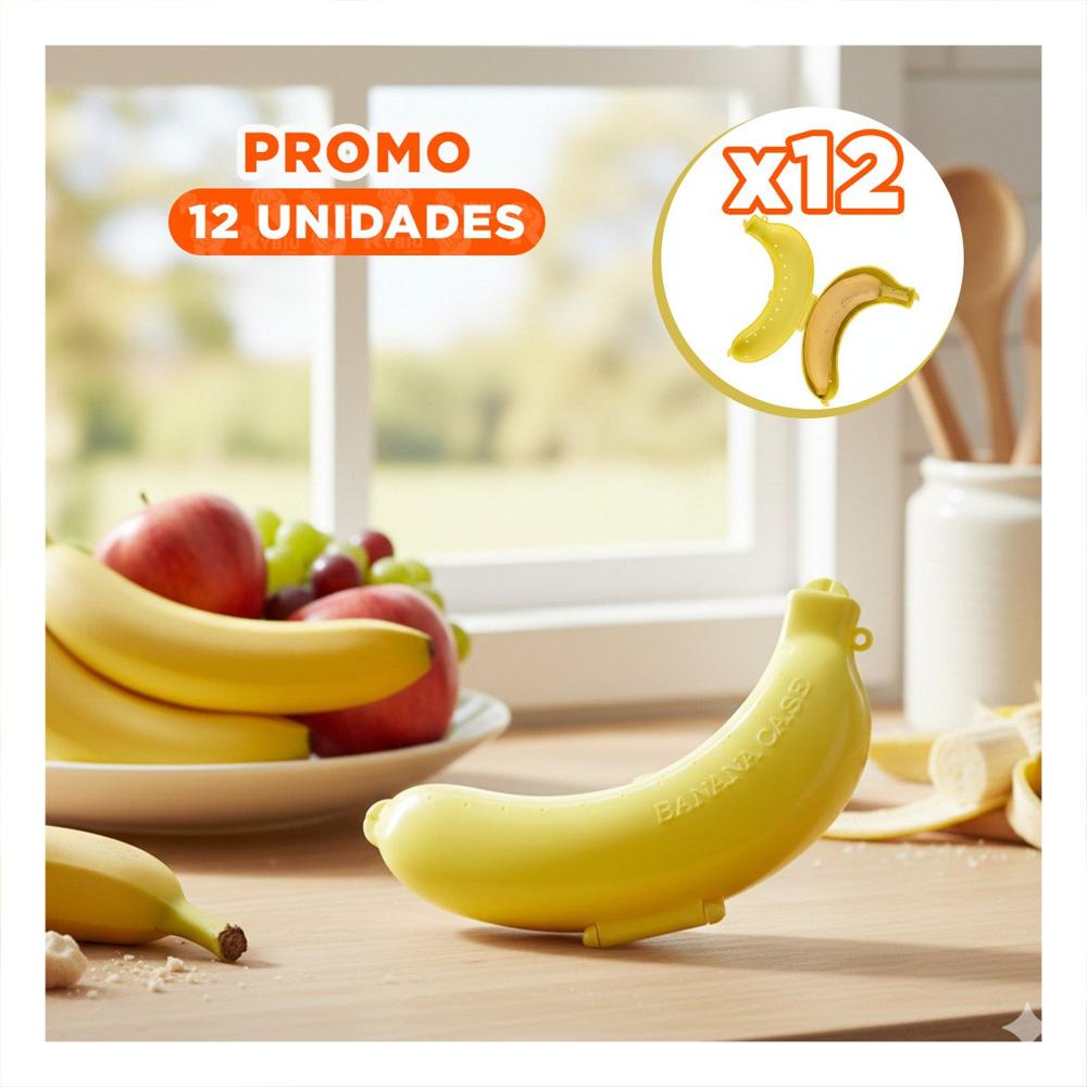 Pack12 Contenedor Porta Platano Amarillo para Llevar Desayuno al Trabajo YPapel Regalo