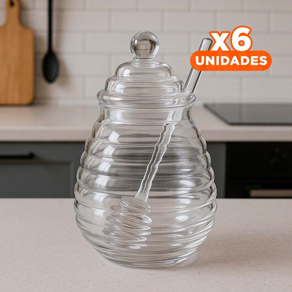 Pack6 Envase 450ml en Vidrio Natural con Palo de Miel para Hogar YPapel Regalo