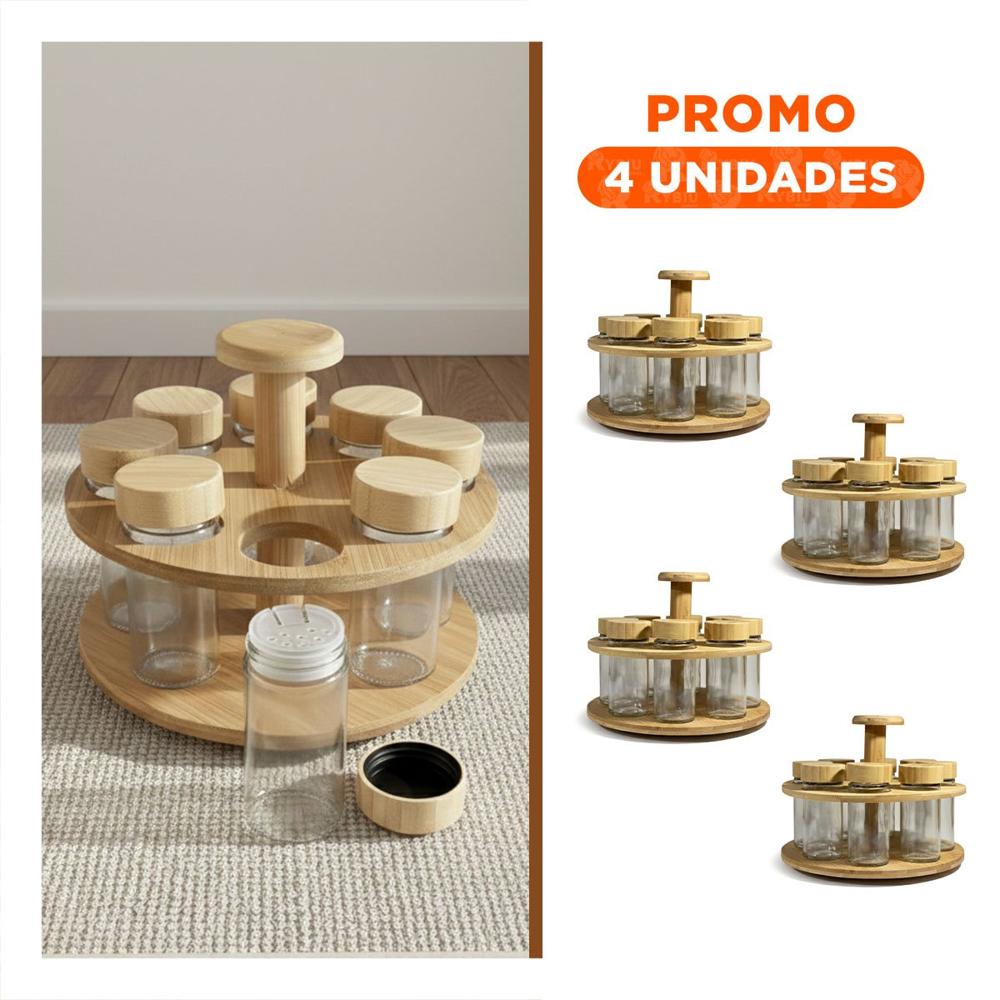 Pack4 Soporte con 8 Frascos para Facil Preparacion de Comidas