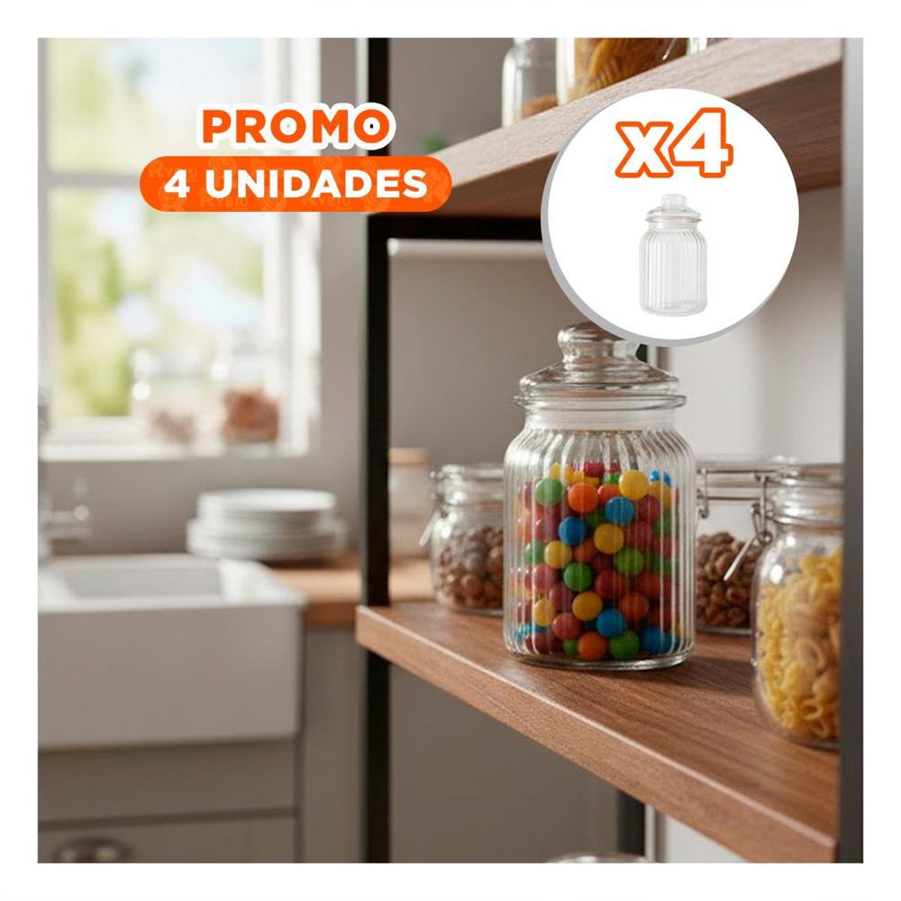 Pack4 Recipiente de Grano 1020ml Transparente a Rayas para Arroz de Calidad YPapel Regalo
