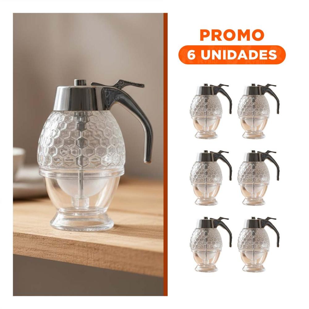 Pack6 Recipiente frasco mielero 200ml transparente para hogar y celebraciones Y Regalo Sticker