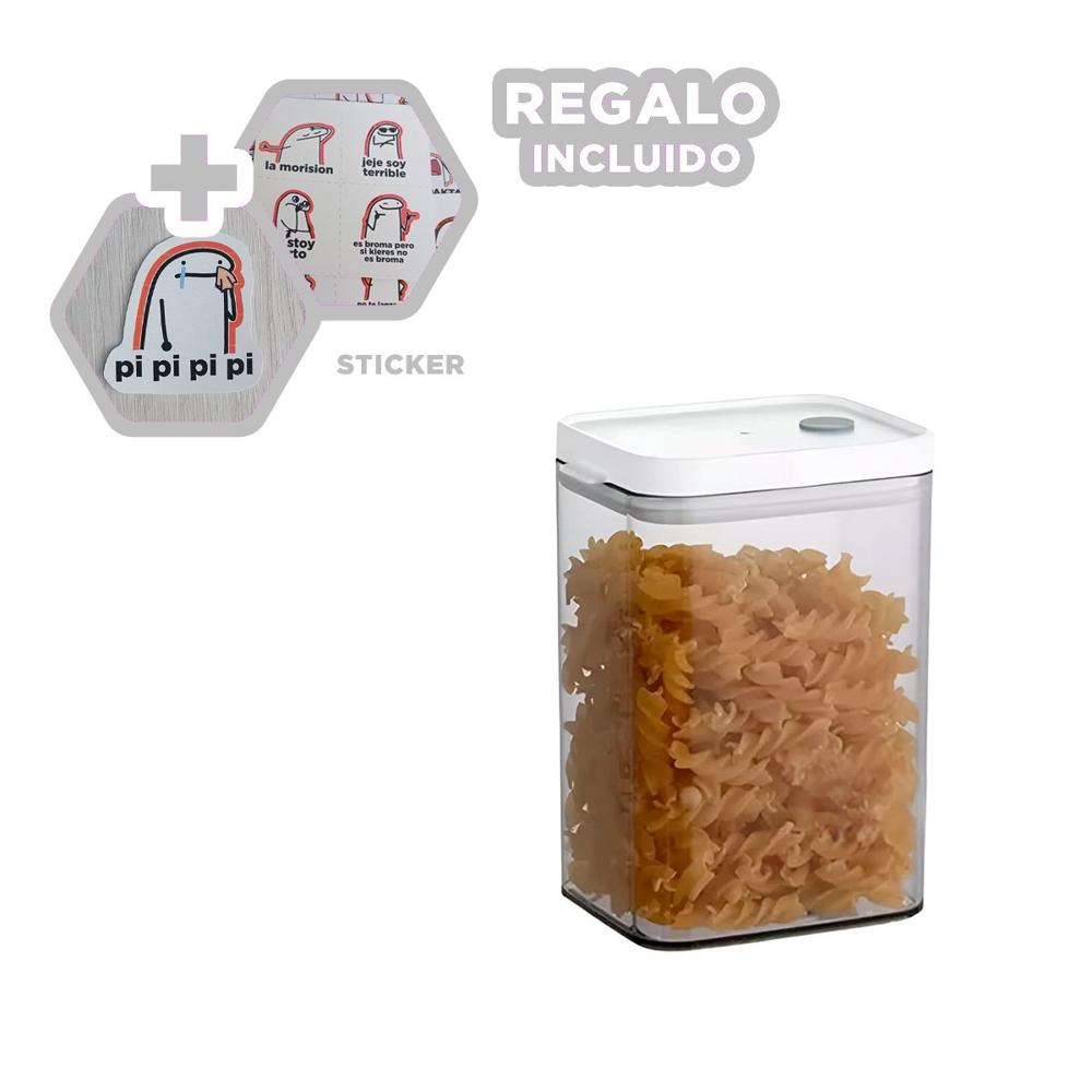 Envase Acrilico Organizador Snacks Tapa Blanca Punto Plomo 1100ml Y Regalo Sticker
