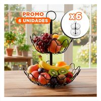 Pack6 Frutero Metal Color Negro 2 Pisos Circular con Ondas YPapel Regalo