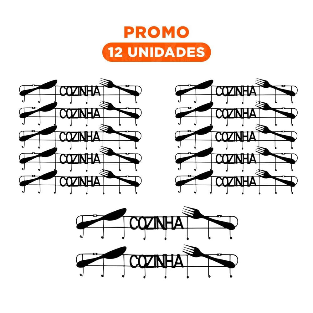 Pack12 Organizador de Cocina Negro con Formato de Pared Funcional