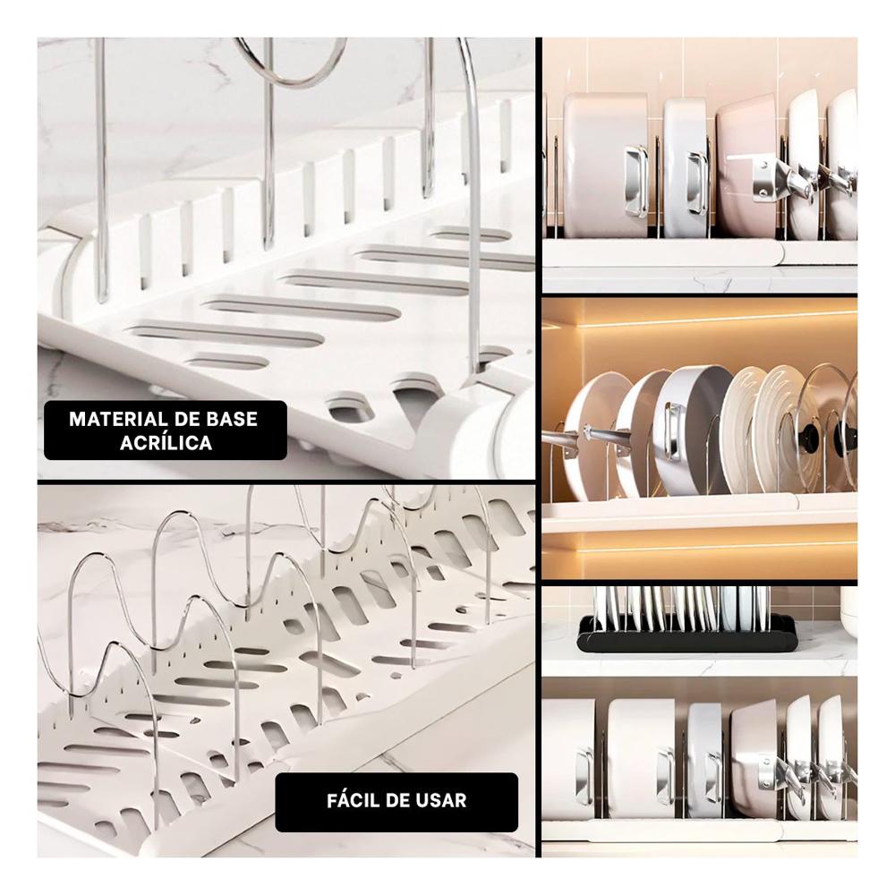 Soporte Protector para Mesa y Guardado de Ollas Tapas y Sartenes Blanco Facil YLigas Regalo