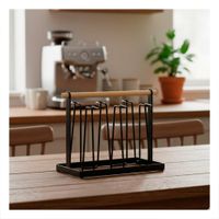 Soporte Porta Vasos de 6 Ramas Negro con Mango de Madera Natural YPapel Regalo