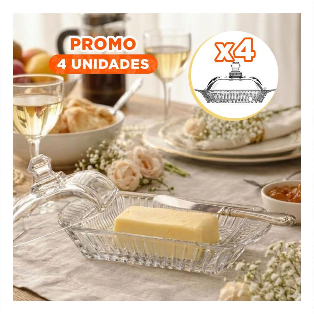 Pack4 Estuche Compacto para Mantequilla Transparente con Tapa Ajustada YPapel Regalo
