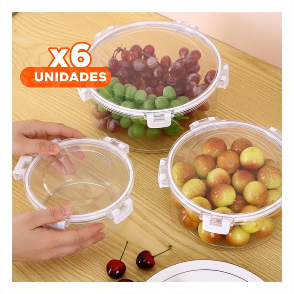 Pack6 Cajas Plasticos para Organizar Refrigeradora Transparente