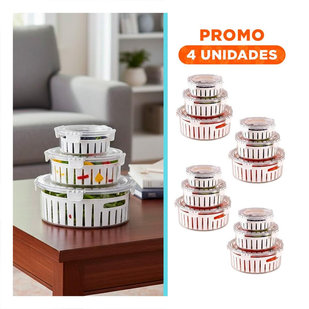 Pack4 Tazon Funcional para Escurrir Preparaciones Caseras Transparente