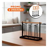 Pack6 Porta Vasos decorativo 6 Ramas Negro con Mango Madera YPapel Regalo