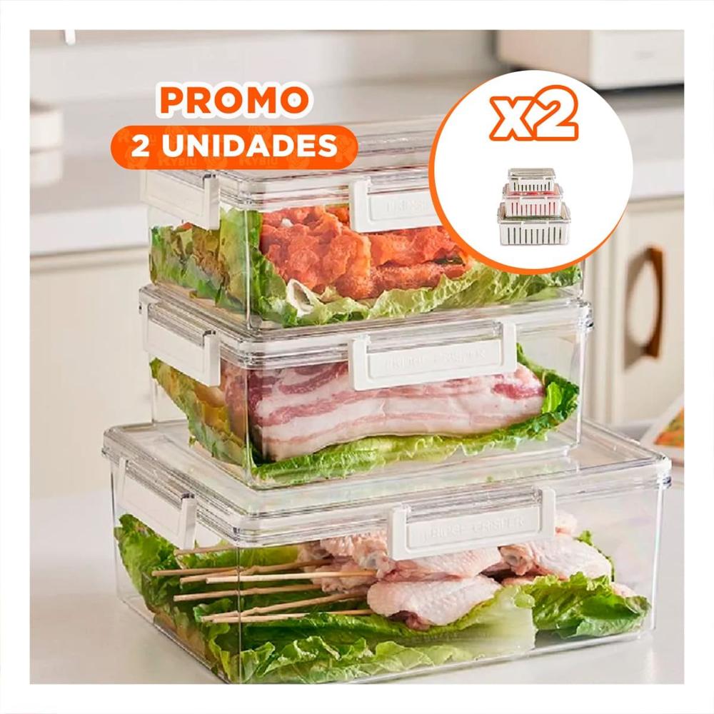 Pack2 Pack 3 para Guardar Ingredientes Frescos 700 Ml 1700 Ml 3300 Ml