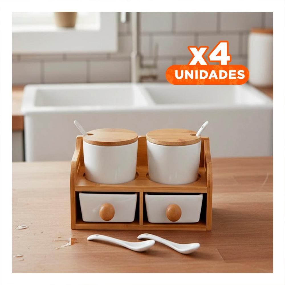 Pack4 Pack de 4 Recipientes Blanco Base Cuchara Tapa 32x12cm Guardar Alimentos Y Papel Regalo
