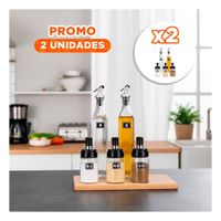 Pack2 Kit 3 condimenteros y 2 Aceiteros de Pico Transparente Mesa Cocina y Hogar YPapel Regalo