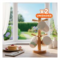 Pack2 Porta Tazas Vertical de Madera para Guardar 6 Piezas de Forma Ordenada