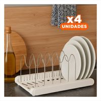 Pack4 Estante Expandible para Tapas Ollas y Sartenes Blanco Cocina y Guardado YRegalo Sticker