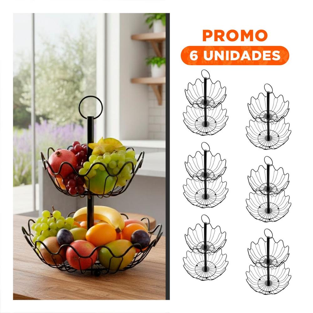 Pack6 Frutero decorativo Circular 2 Niveles Ondas Color Negro YRegalo Sticker