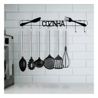 Perchero de Pared Negro con Ganchos para Organizar Utensilios de Cocina