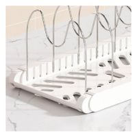 Soporte Organizador Expandible para Tapas Ollas y Sartenes Blanco Cocina Diaria