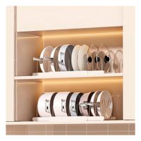Soporte Organizador para Tapas Ollas y Sartenes Blanco Preparacion en Cocina Y notas