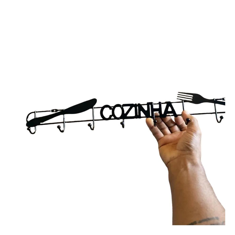 Soporte de Pared Negro con Ganchos para Colgar Utensilios de Cocina YRegalo Sticker