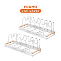 Pack2 Base Organizador Blanco Borde Madera Uso Diario y Comodidad en Cocina YRegalo Sticker