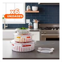 Pack6 Colador Funcional con Diseño Circular y Base Estable Transparente