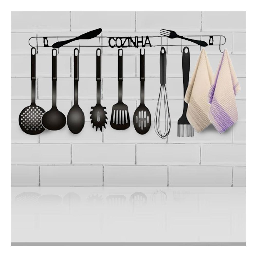Organizador de Pared Negro con Ganchos Practicos para Cocina Ordenada YPapel Regalo