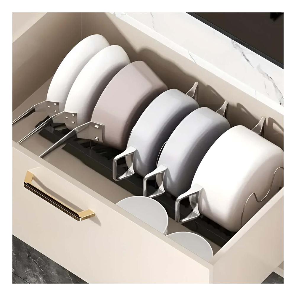 Soporte Ajustable para Mesa y Guardado de Ollas Tapas y Sartenes Facil YPapel Regalo