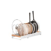 Soporte Expandible Blanco Borde Madera Uso Diario y Preparacion en Cocina YRegalo Sticker