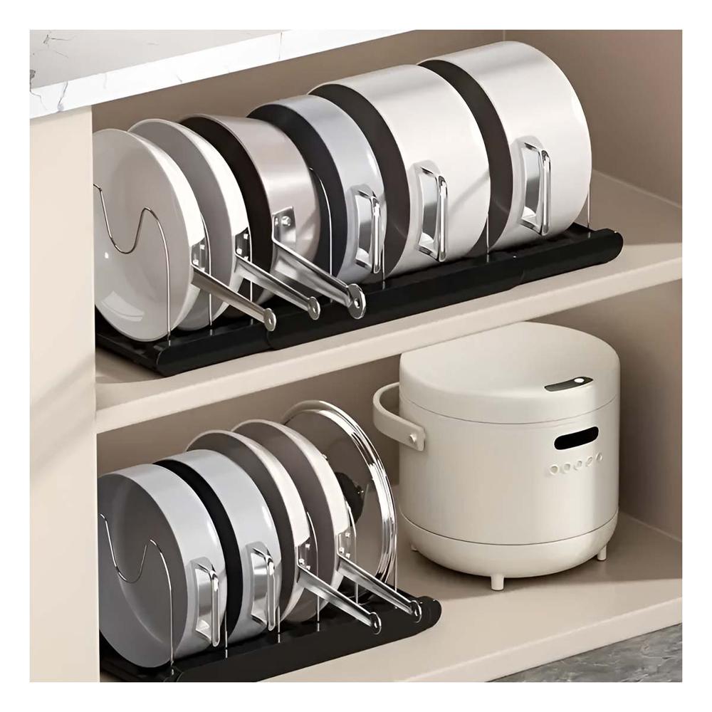 Soporte Organizador Expandible para Tapas Ollas y Sartenes y Cocina Diaria