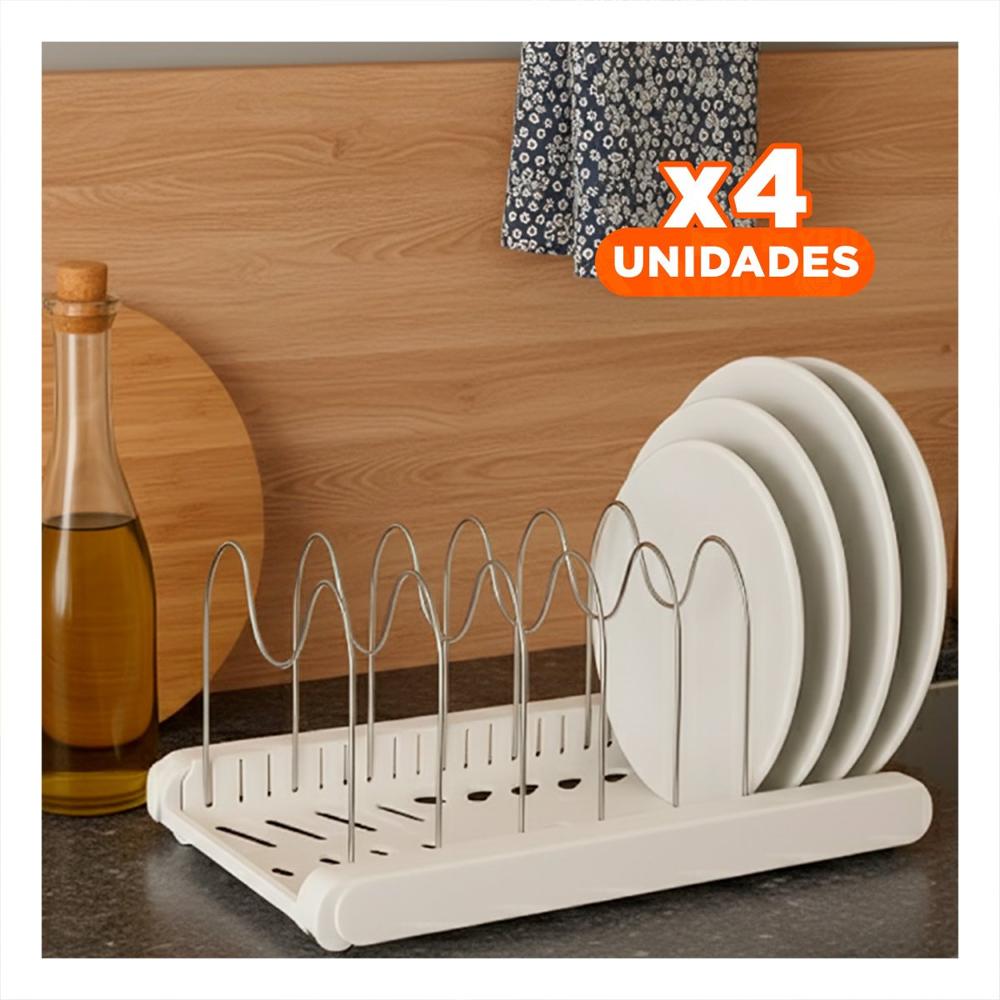 Pack4 Base Seguro para Tapas Ollas y Sartenes Blanco Preparacion Diaria Ordenada YPapel Regalo