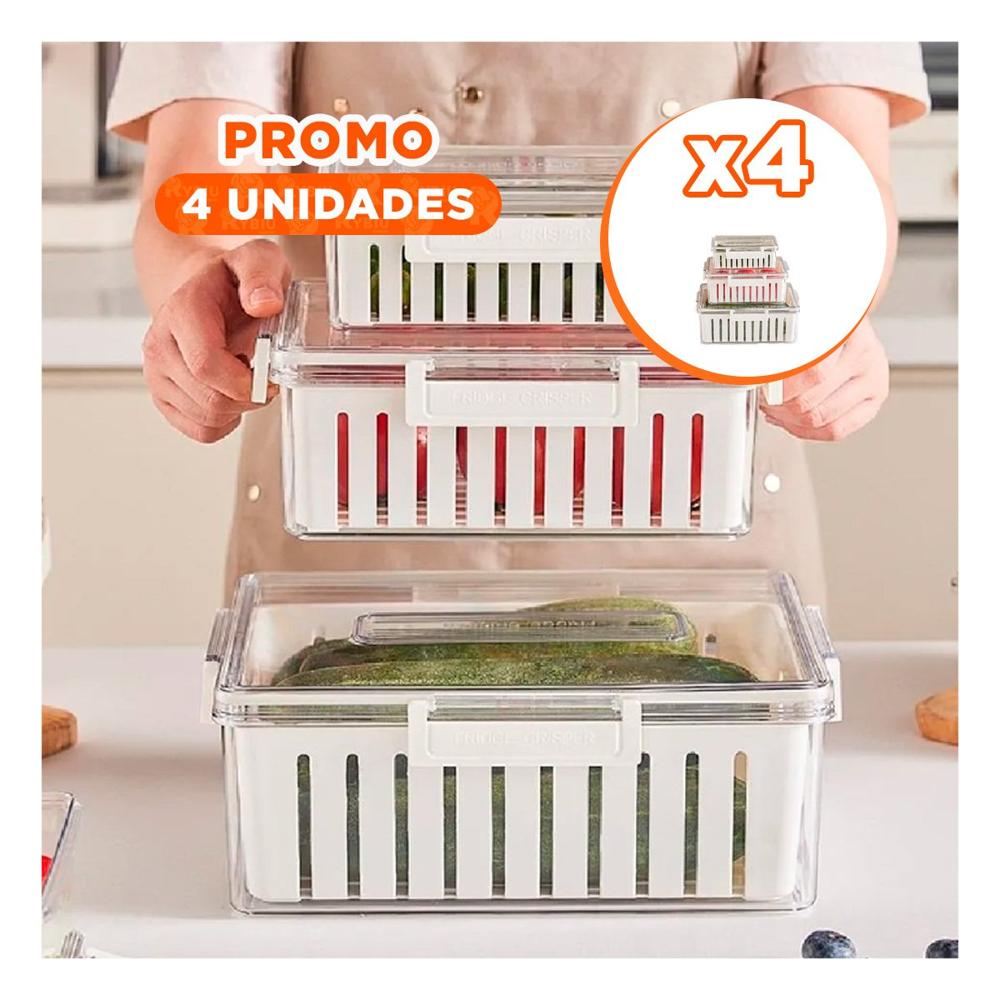 Pack4 Pack 3 para Organizar Alimentos y Mantener Orden 700 Ml 1700 Ml 3300 Ml YPapel Regalo