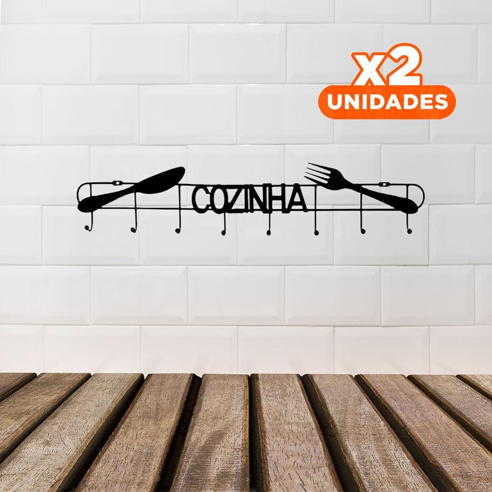 Pack2 Perchero Negro de Pared para Espatulas Cucharas y Utensilios