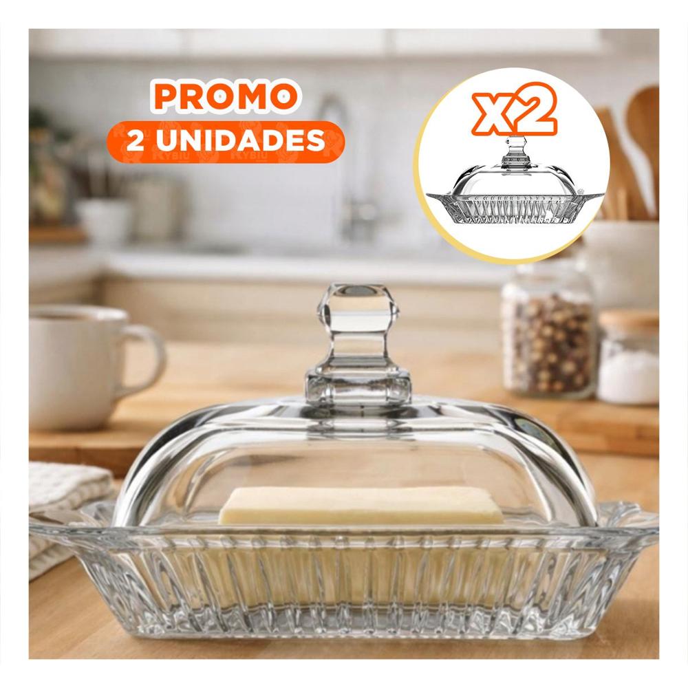 Pack2 Soporte Compacto para Mantequilla Transparente Uso Diario en Cocina