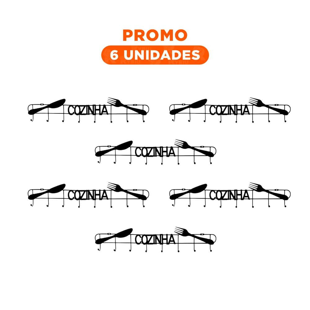 Pack6 Perchero de Cocina Negro con Ganchos para Uso Diario YRegalo Sticker