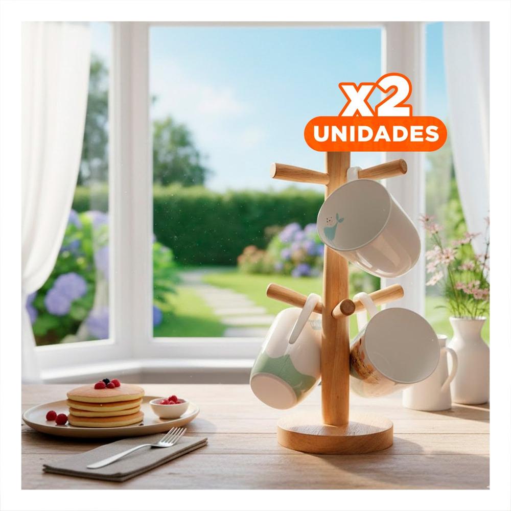 Pack2 Porta Tazas de Madera que Facilita Transportar 6 Piezas Y Papel Regalo
