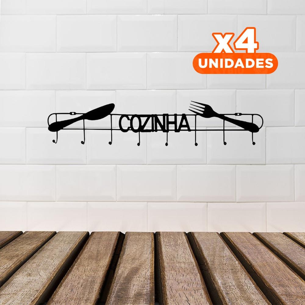 Pack4 Organizador Negro de Cocina con Montaje en Pared Seguro YPapel Regalo