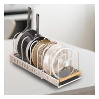 Soporte Ajustable Blanco Borde Madera Guardado y Orden Facil en Cocina Diaria YPapel Regalo