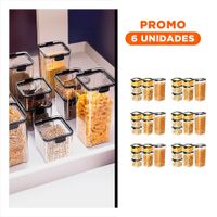 Pack6 Recipiente Acrilico Para Snacks y Condimentos Tapa Borde Negro Set 6 Y Regalo Sticker