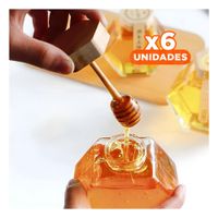 Pack6 Recipiente con Tapa de Madera 380ml en Vidrio para Miel