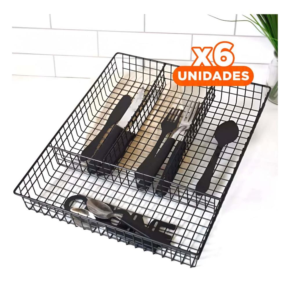 Pack6 Organizador con Metal Color Negro y 4 Espacios para Mejor Orden YPapel Regalo