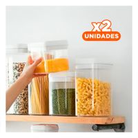 Pack2 Tarro Acrilico Mantener Granos Frescos Tapa Blanca Punto Plomo 1500ml Y Papel Regalo