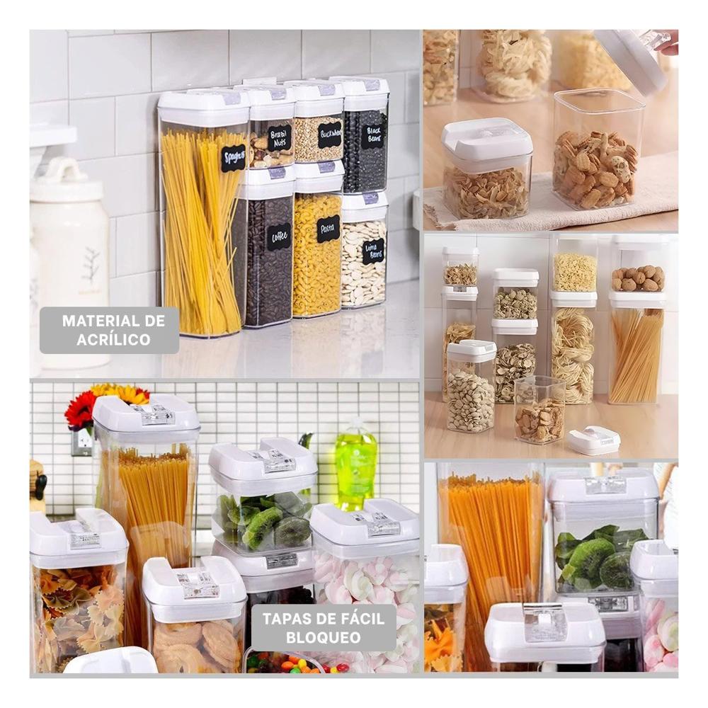 Juego Acrílico Contenedores 7 Piezas Transparente Portátil para Cocina Y Ligas Regalo