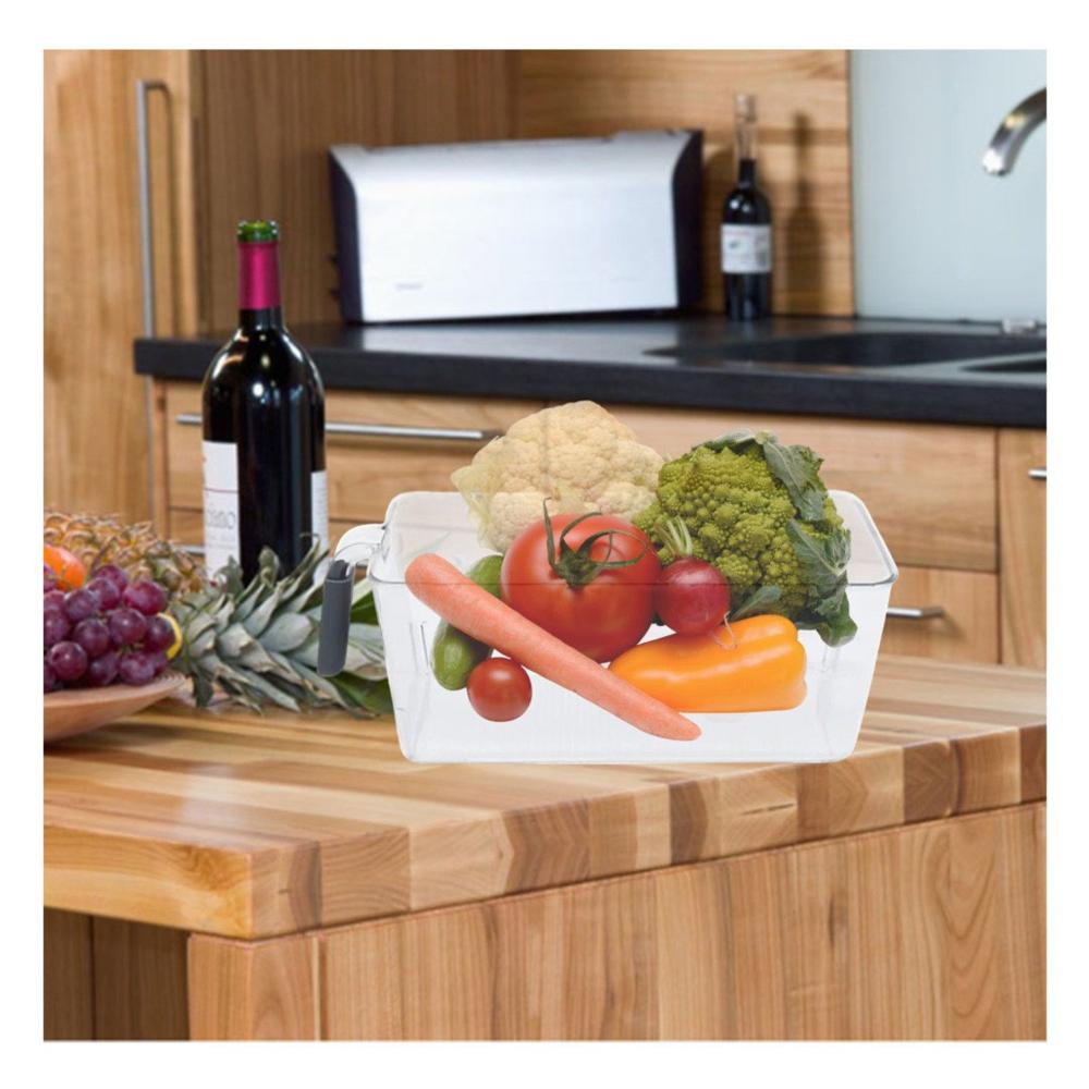 Charola Rectangular con Asa para Refrigerador en Acrilico Asa Plomo