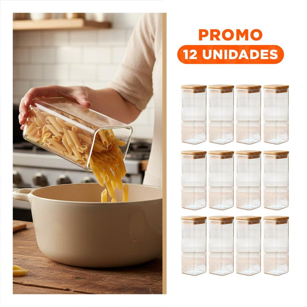 Pack12 Botella Acrilico Para Cereales Y Granos Transparente 1900ml
